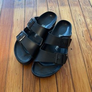 Birkenstock Papillio Arizona Platform, Black Leather, Size 40